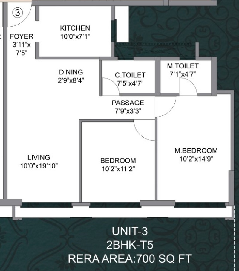 2 BHK 700 Sq. Ft. Apartment in Romell Asrava