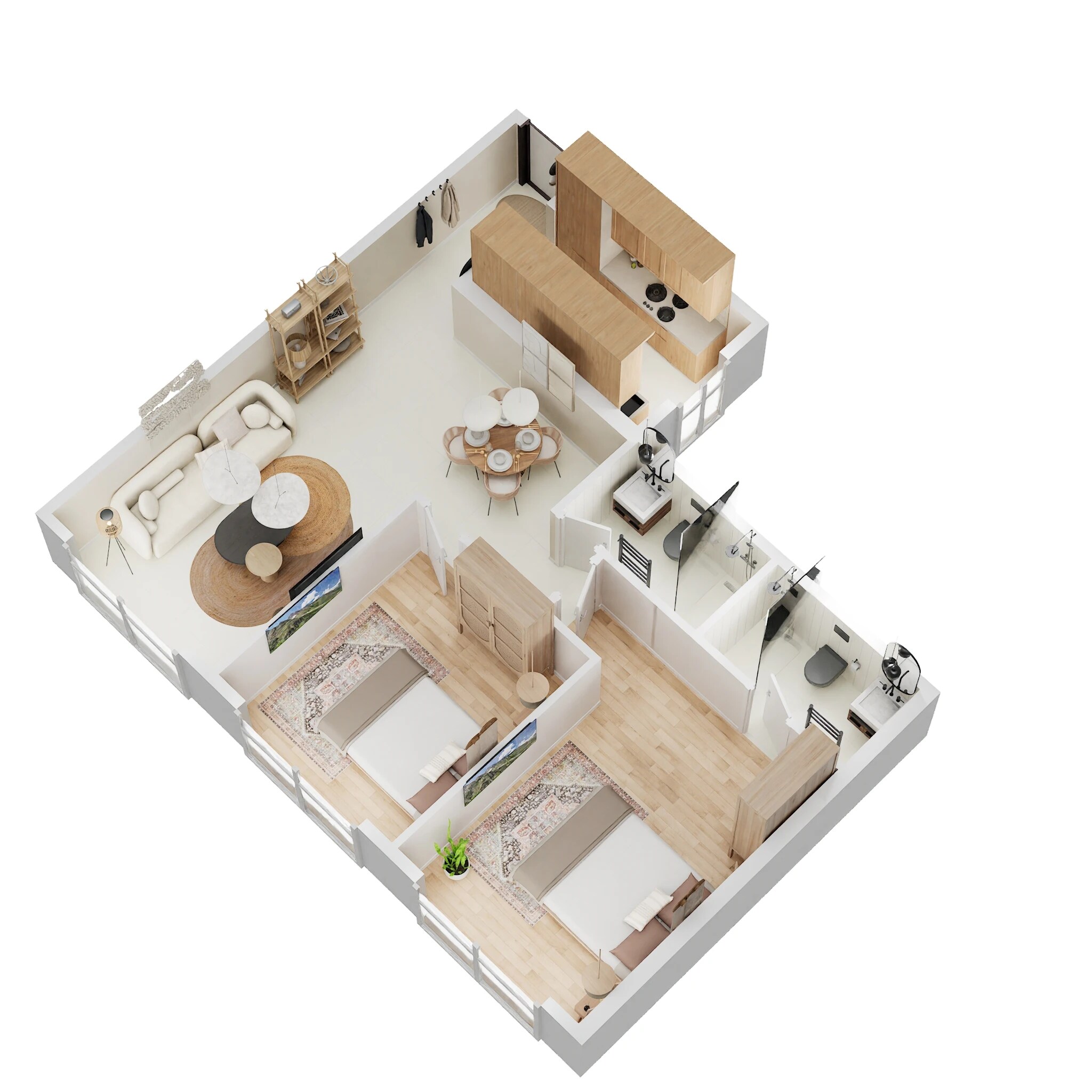Floor plan of 2 BHK 707 Sq. Ft. Apartment in Romell Asrava, Mumbai