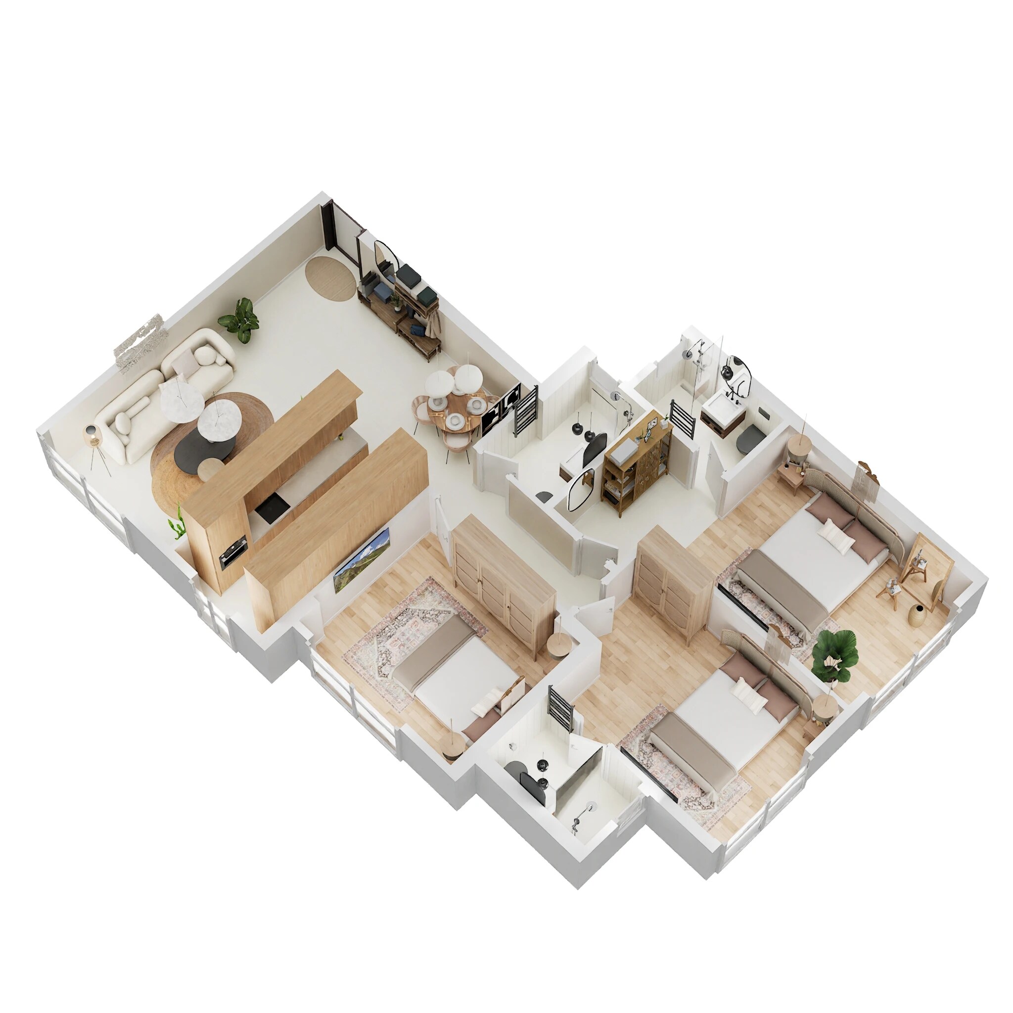 Floor plan of 3 BHK 948 Sq. Ft. Apartment in Romell Asrava, Mumbai