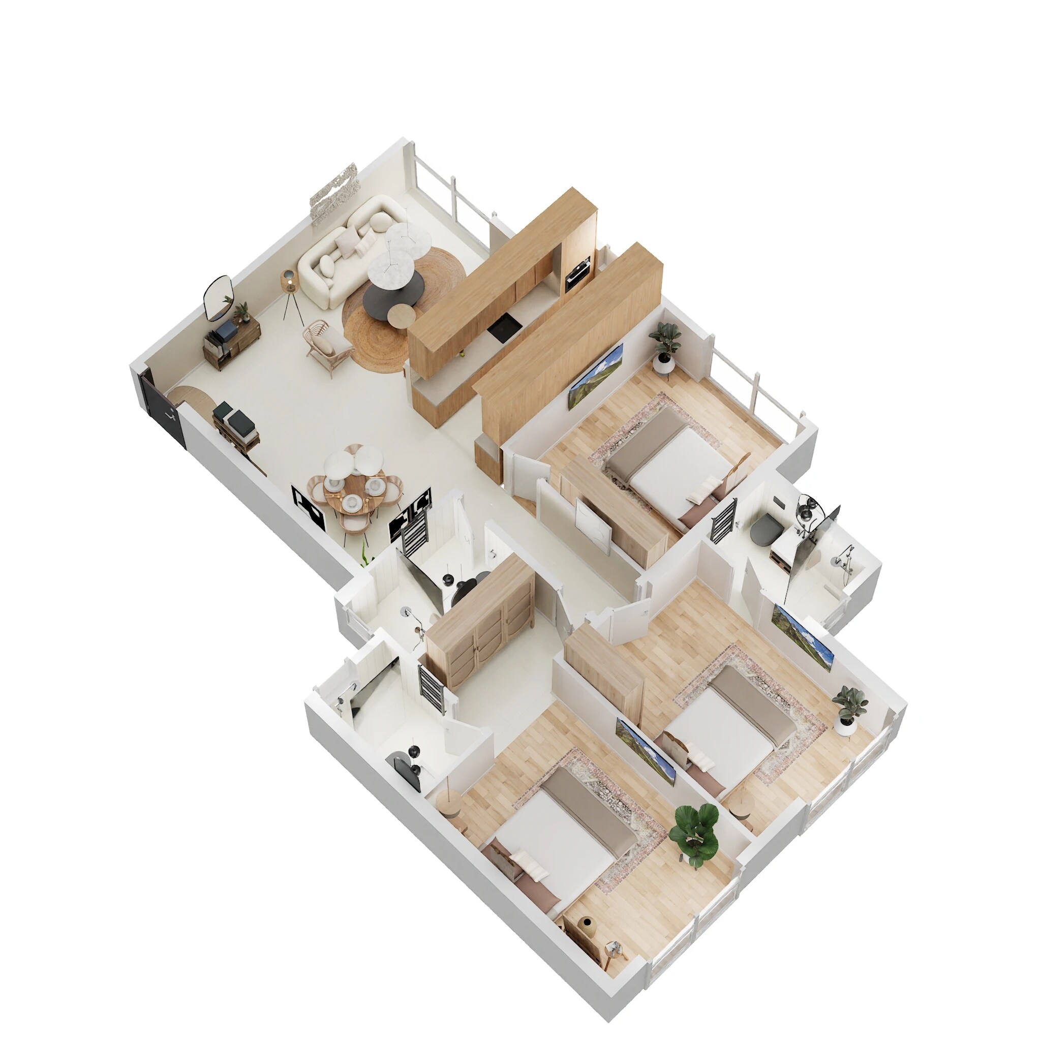 Floor plan of 3 BHK 963 Sq. Ft. Apartment in Romell Asrava, Mumbai