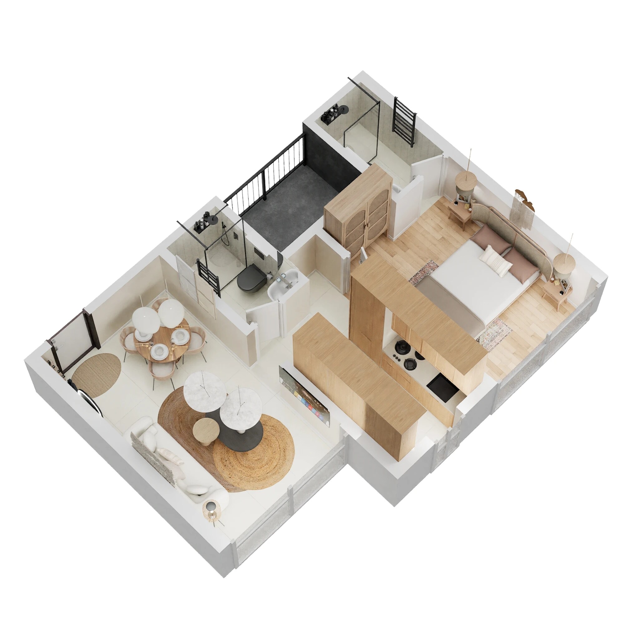Floor plan of 1 BHK 426 Sq. Ft. Apartment in Romell Orbis, Mumbai