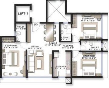  3 BHK Apartment at Romell Orbis, Andheri East – for Sale