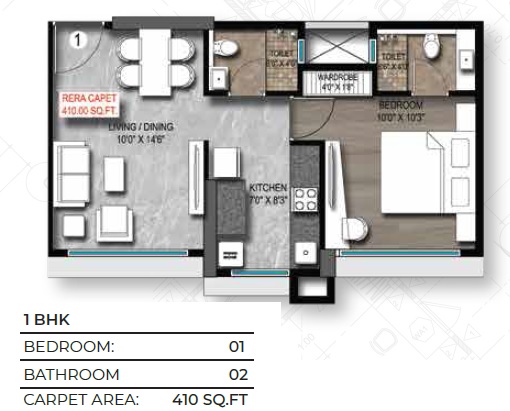 1 BHK 410 Sq. Ft. Apartment in Roswalt Ray