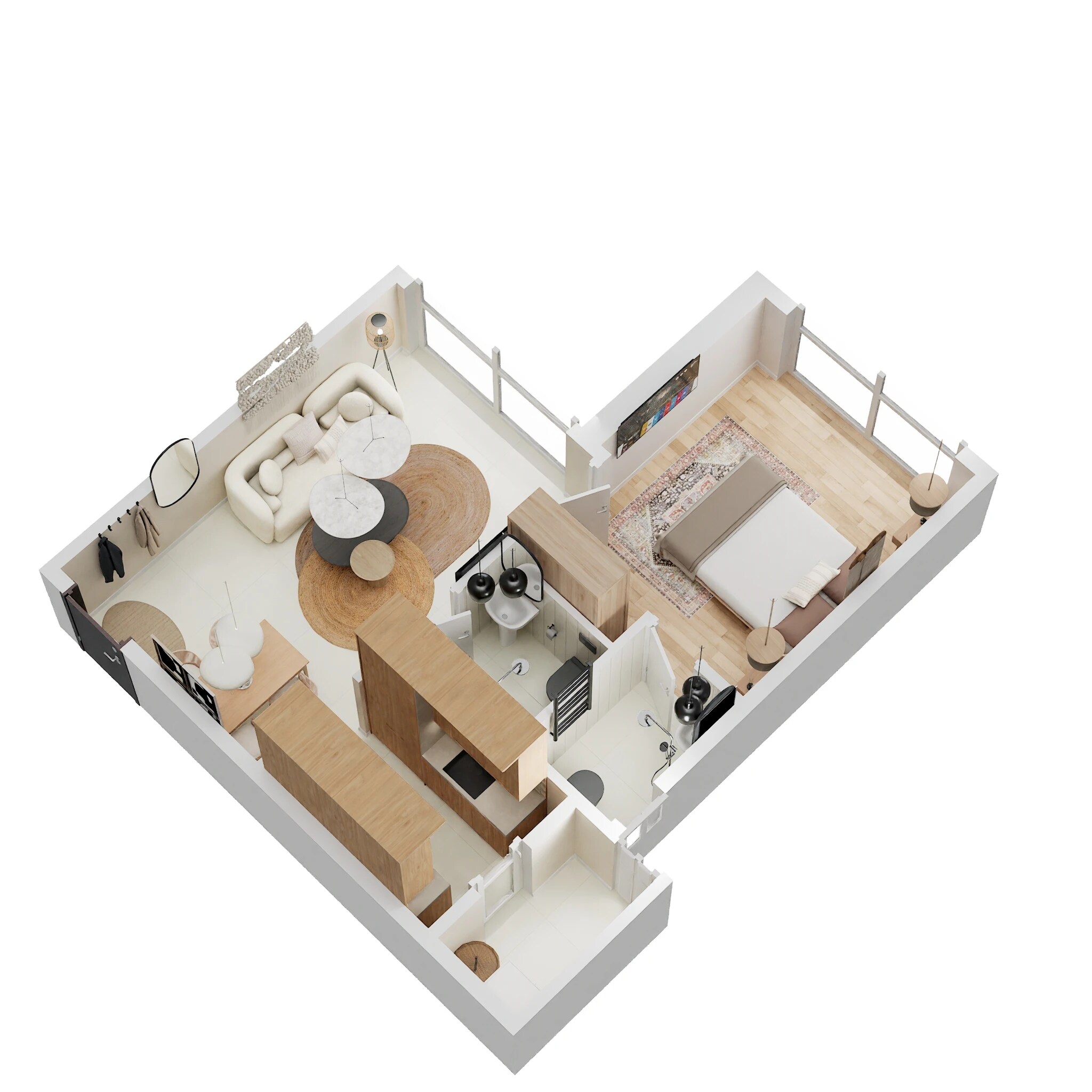 Floor plan of 1 BHK 401 Sq. Ft. Apartment in Roswalt Zaiden, Mumbai