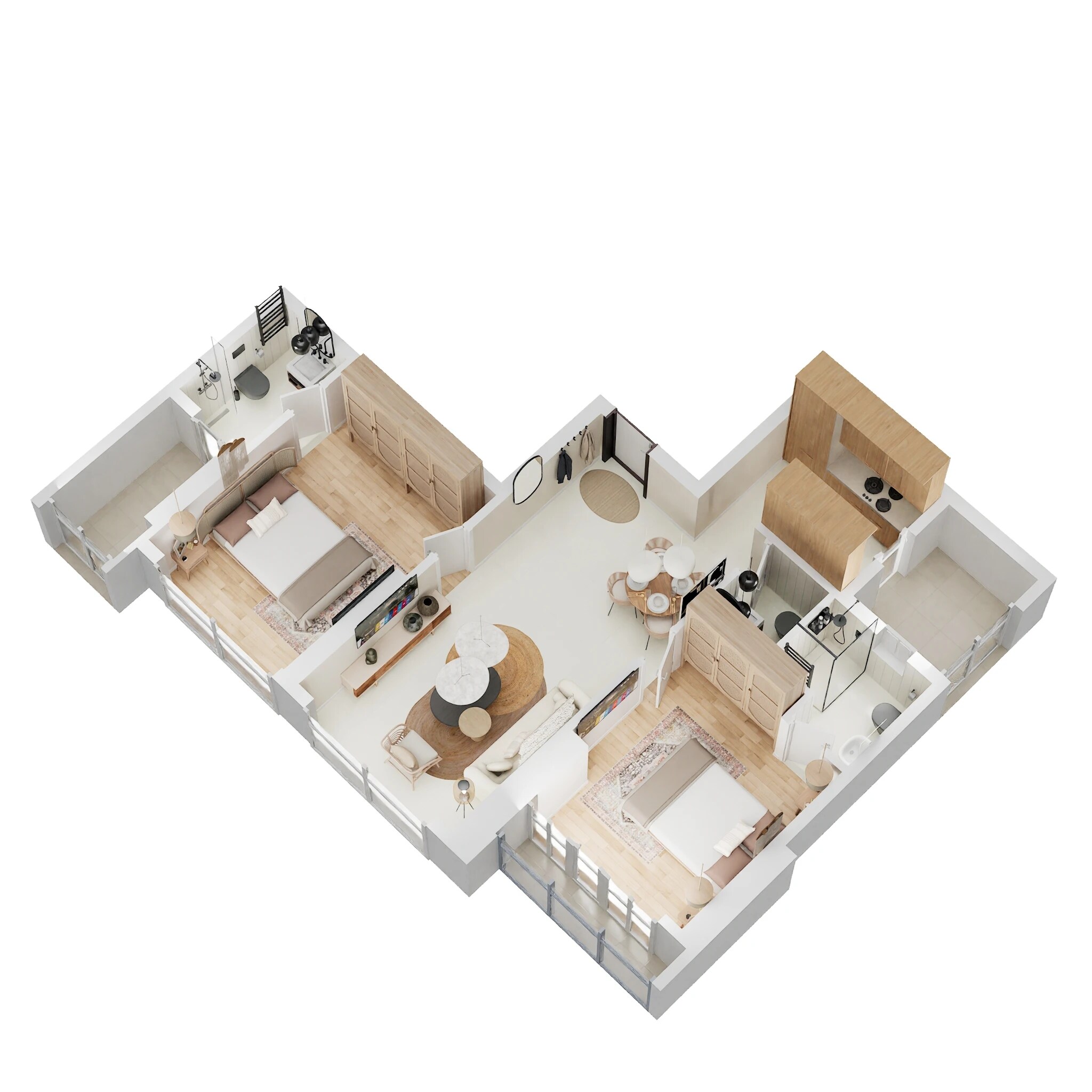 Floor plan of 2 BHK 674 Sq. Ft. Apartment in Roswalt Zaiden, Mumbai