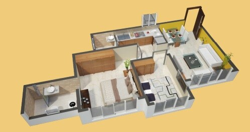 Floor plan of 1 BHK 498 Sq. Ft. Apartment in RSN Vaibhav Heights, Mumbai