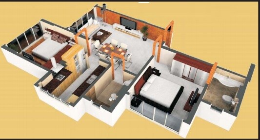 Floor plan of 2 BHK 662 Sq. Ft. Apartment in RSN Vaibhav Heights, Mumbai