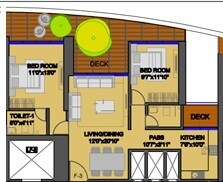 Floor plan of 2 BHK 761 Sq. Ft. Apartment in Rubberwala Eon, Mumbai