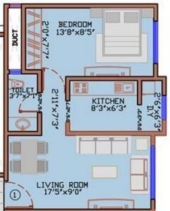 1 BHK 381 Sq. Ft. Apartment