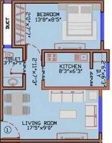 1 BHK 407 Sq. Ft. Apartment