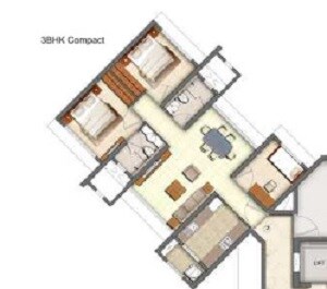 Floor plan of 3 BHK 789 Sq. Ft. Apartment in Runwal Anthurium, Mumbai
