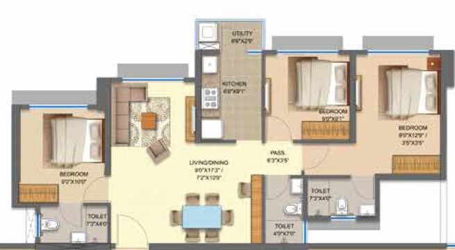 Other, runwal-avenue 3 Bedroom 761 Sq.Ft. Apartment In Kanjurmarg East Mumbai 8916917