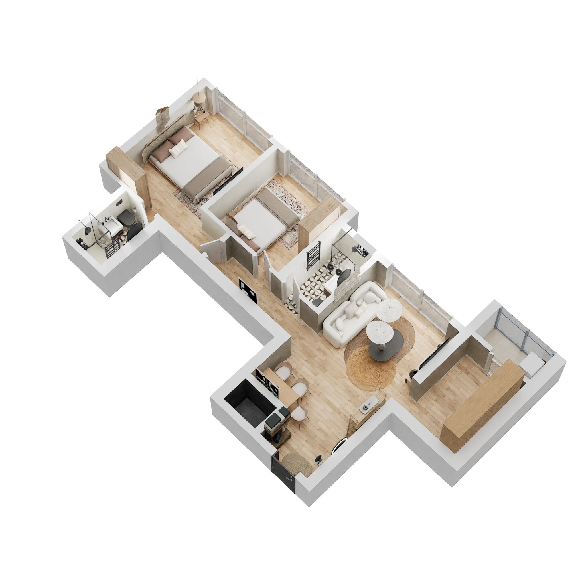 2 BHK 630 Sq. Ft. Apartment