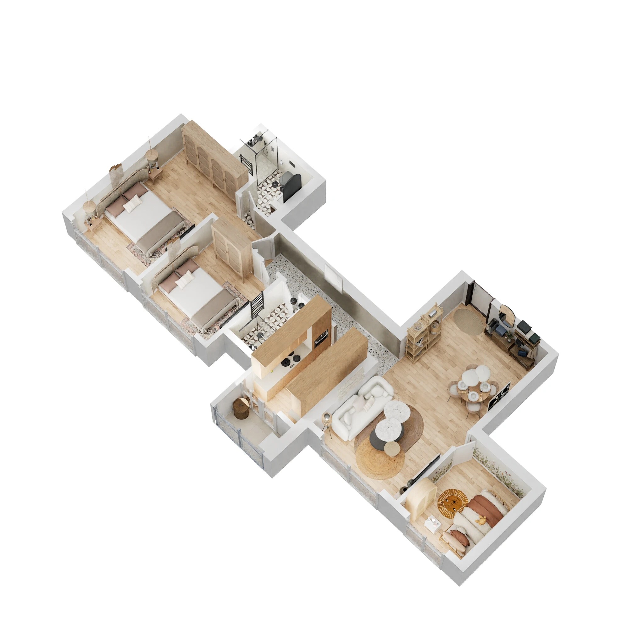 3 BHK 865 Sq. Ft. Apartment