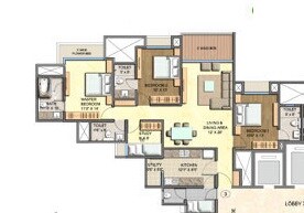 Floor plan of 3 BHK 2160 Sq. Ft. Apartment in Runwal Cedar, Mumbai