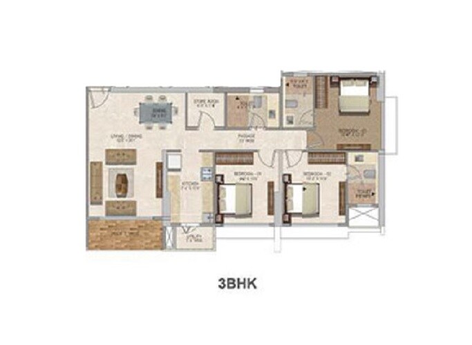 3 BHK 1041 Sq. Ft. Apartment