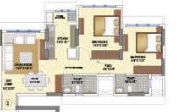Floor plan of 2 BHK 648 Sq. Ft. Apartment in Runwal Elina Wing C, Mumbai