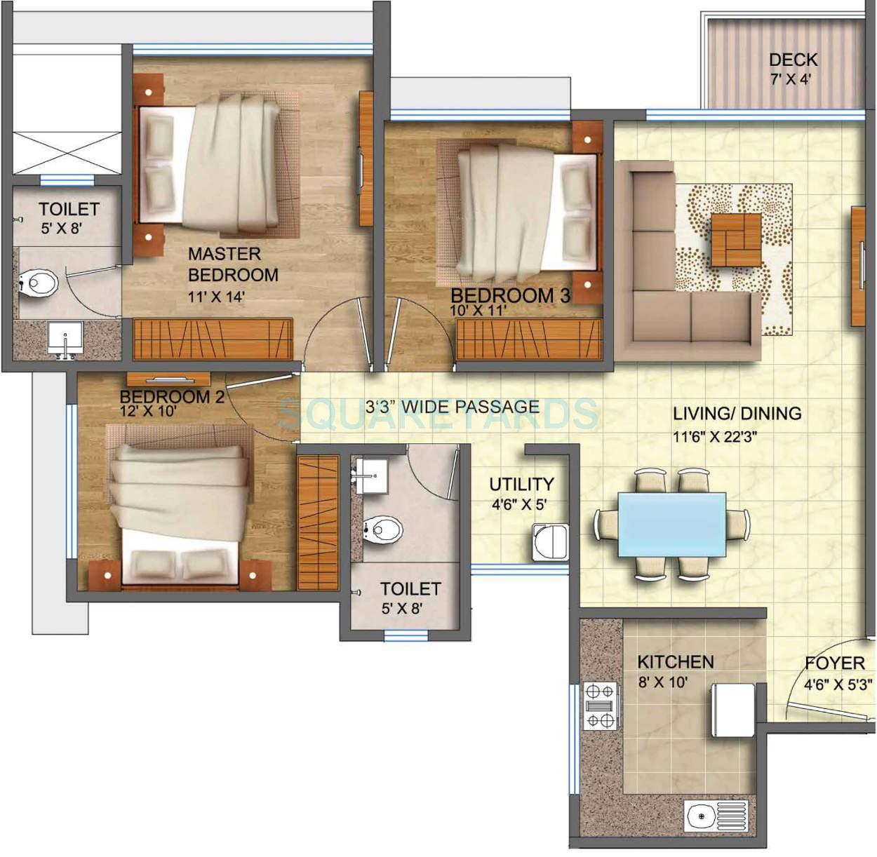  3 BHK Apartment at Runwal Forests, Kanjurmarg West – for Rent