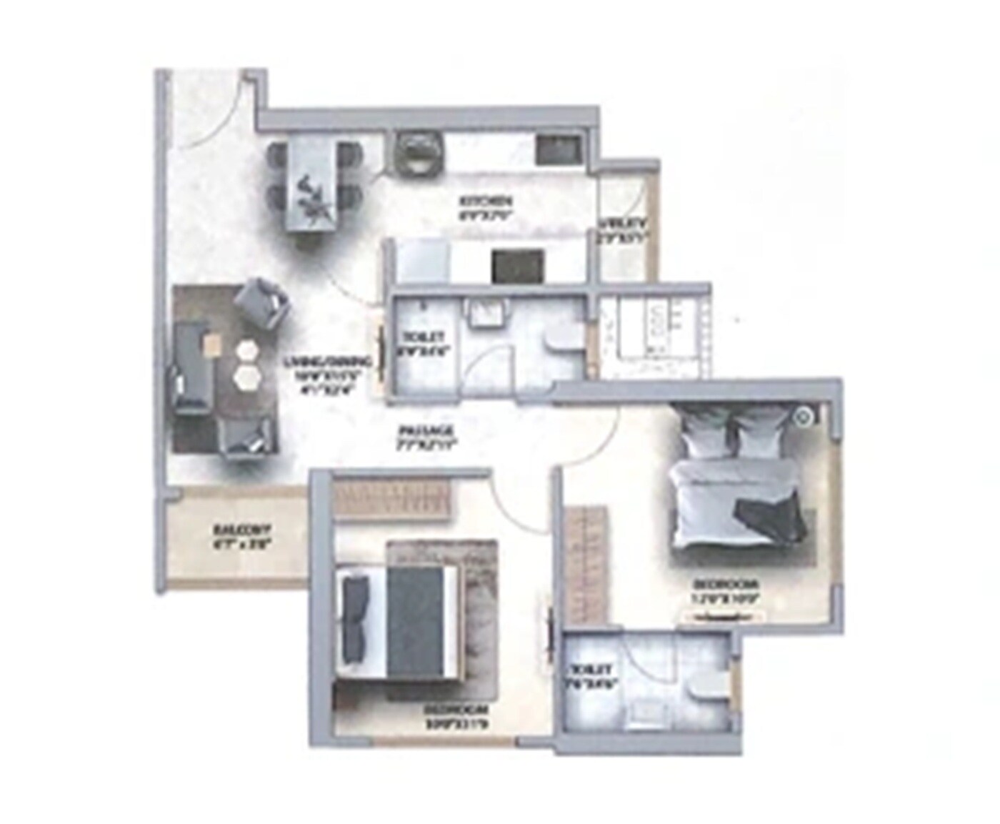 3 BHK 1254 Sq. Ft. Apartment