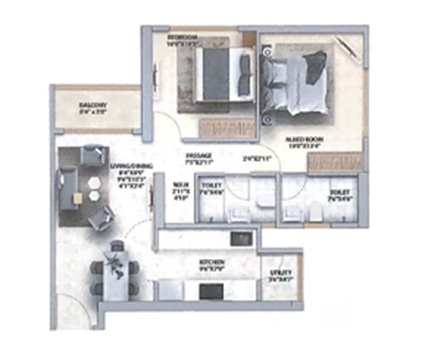 4 BHK 1851 Sq. Ft. Apartment