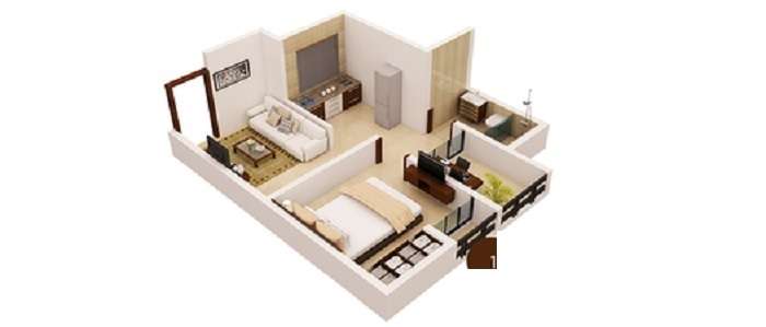 1 BHK 418 Sq. Ft. Apartment in Runwal Timeless