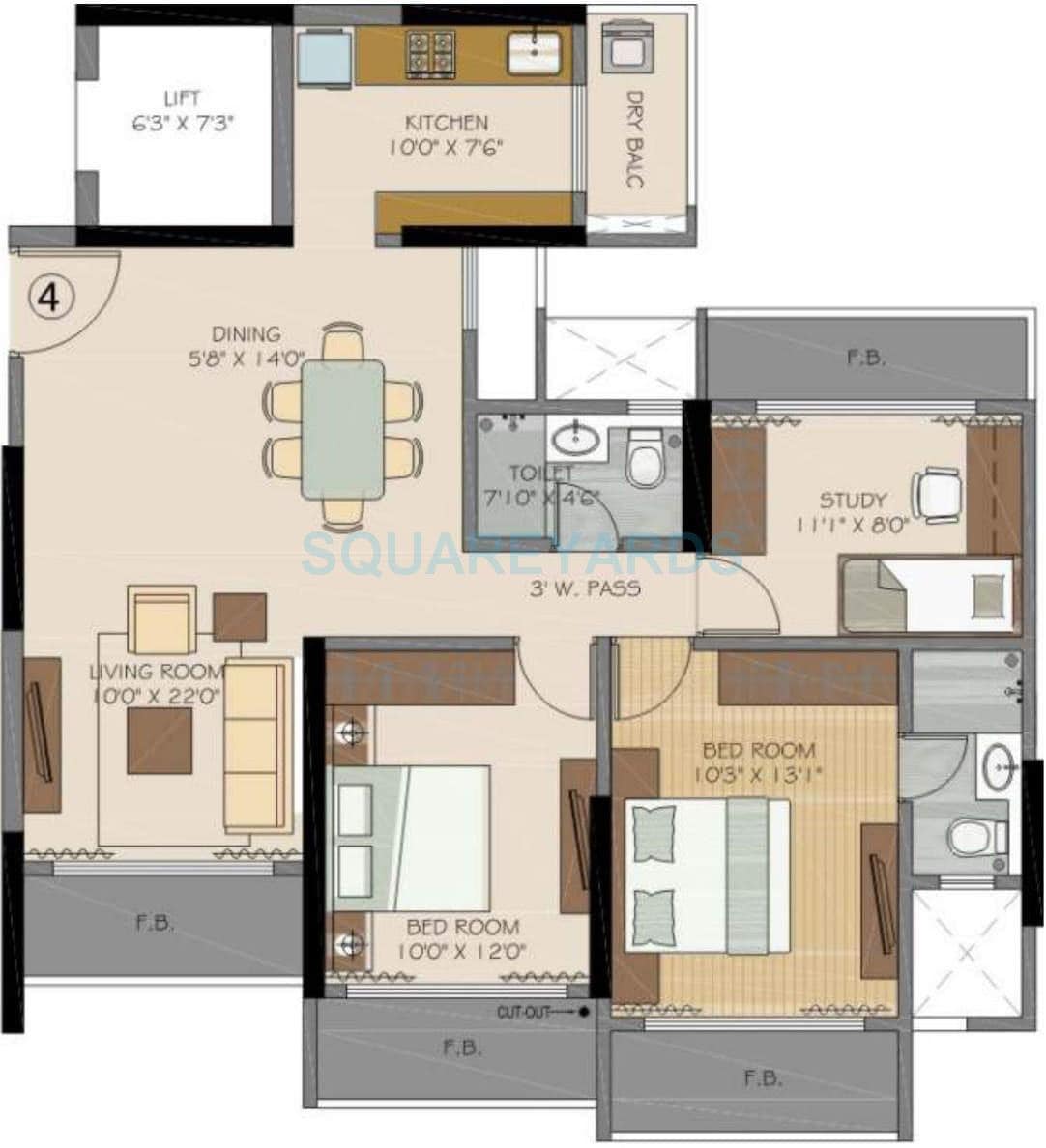 2 BHK 1415 Sq. Ft. Apartment