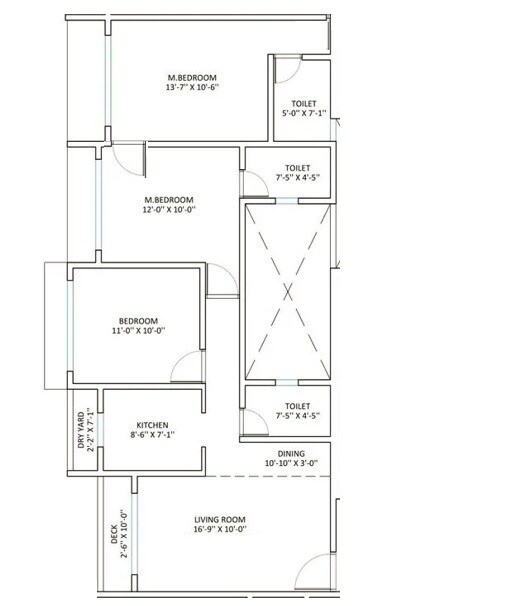 3 BHK 1165 Sq. Ft. Apartment