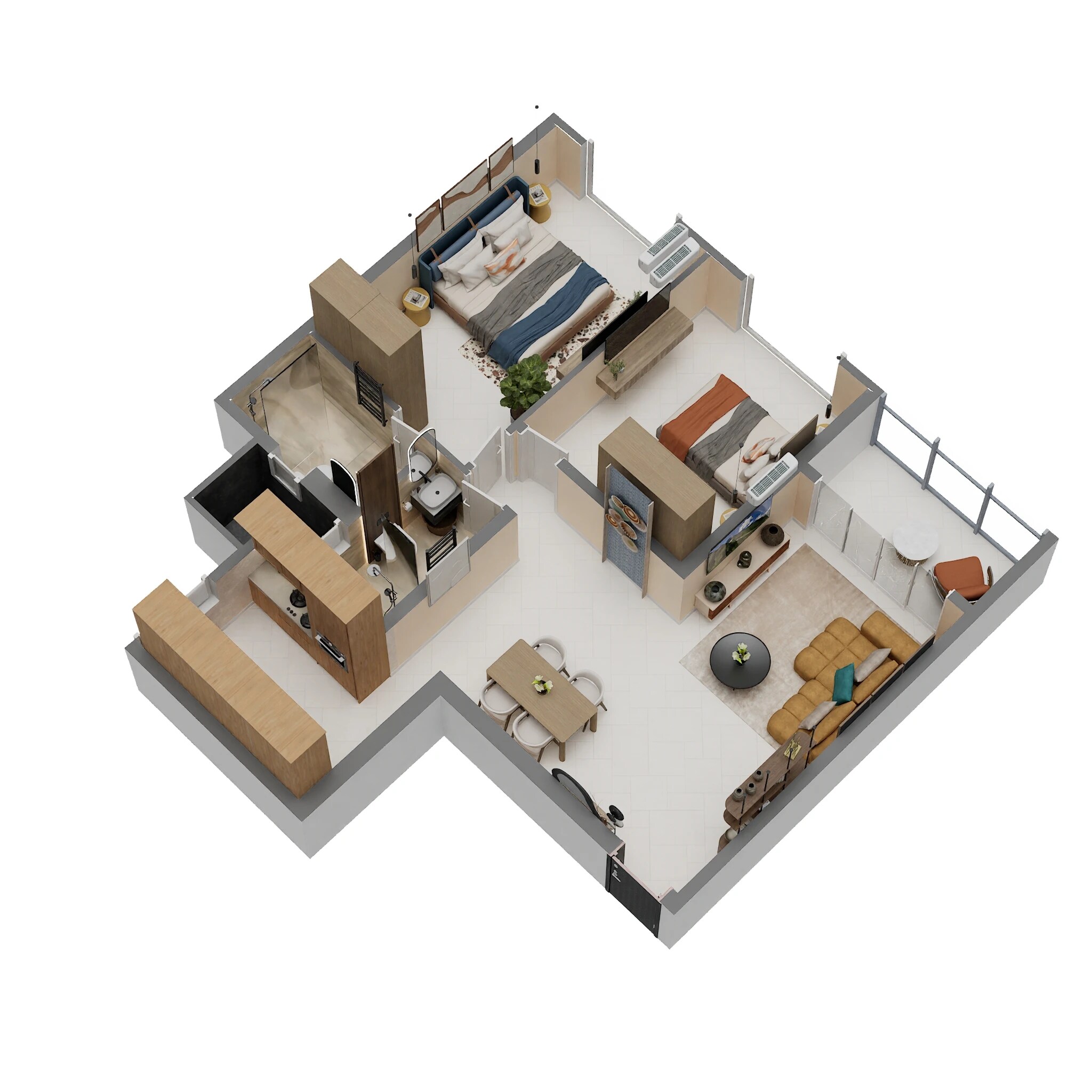 Floor plan of 2 BHK 785 Sq. Ft. Apartment in Ruparel Arista, Mumbai