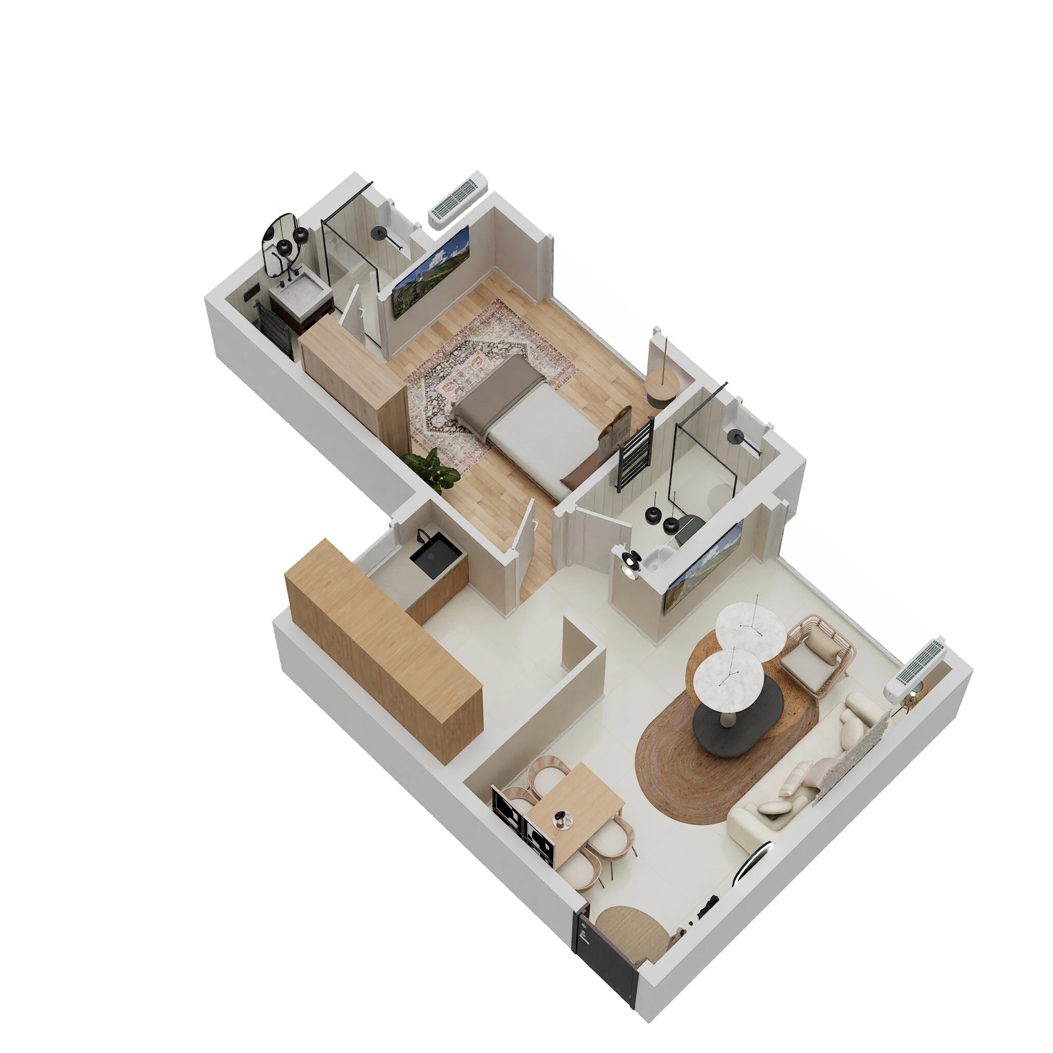 Floor plan of 1 BHK 414 Sq. Ft. Apartment in Ruparel Celestia, Mumbai