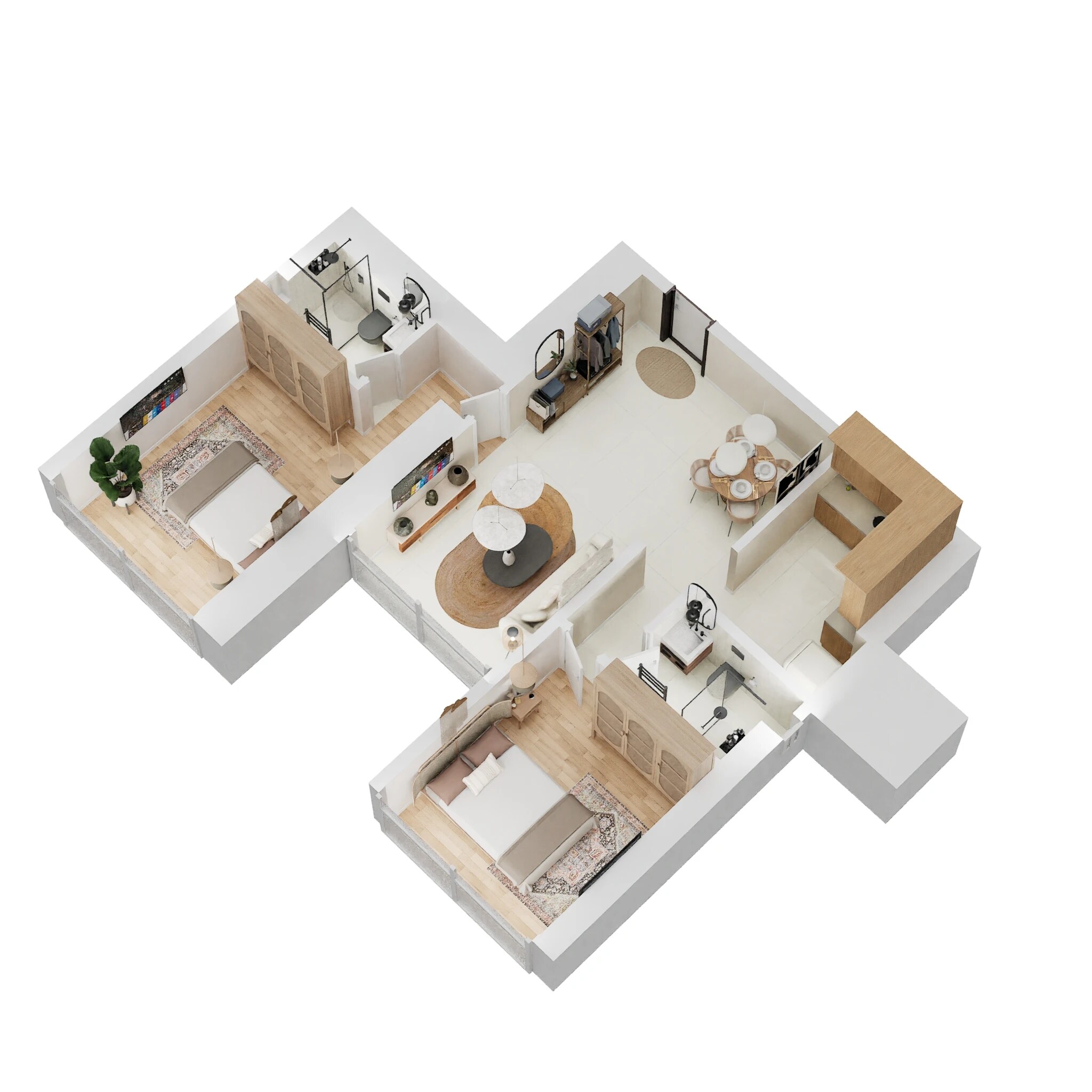 Floor plan of 2 BHK 740 Sq. Ft. Apartment in Ruparel Jewel, Mumbai