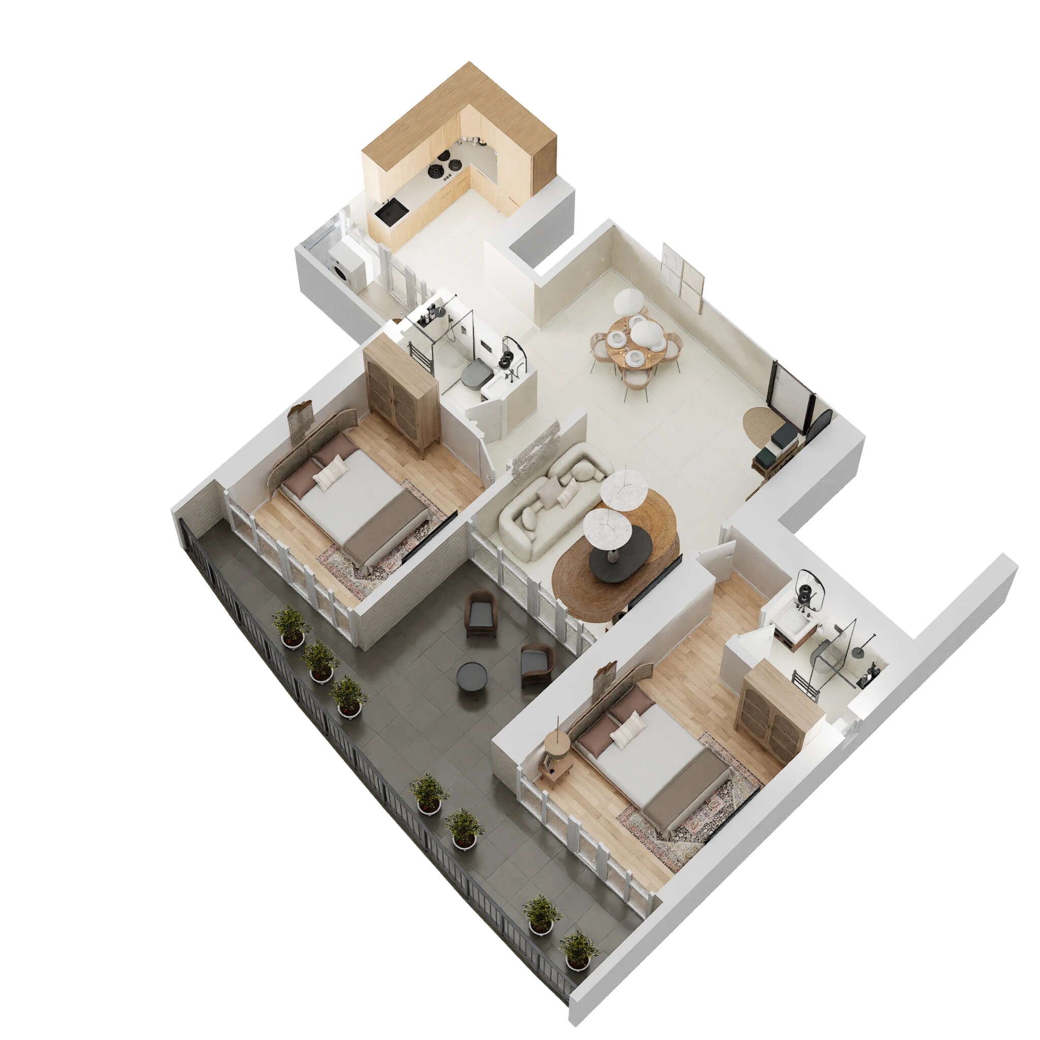 Floor plan of 2 BHK 831 Sq. Ft. Apartment in Ruparel Jewel, Mumbai