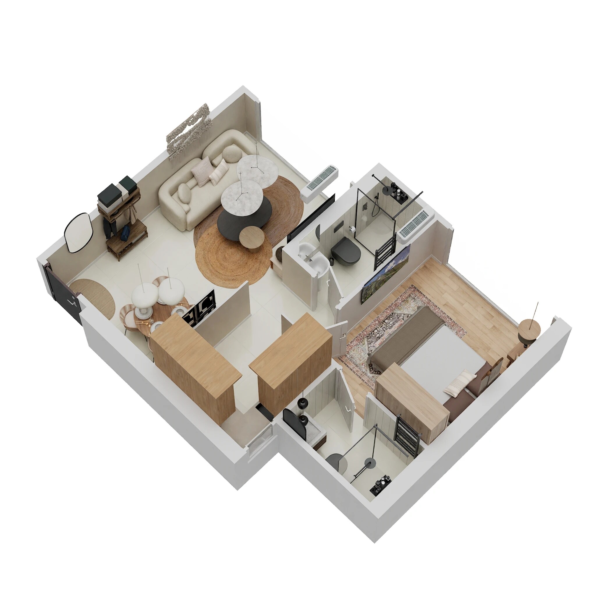 Floor plan of 1 BHK 410 Sq. Ft. Apartment in Ruparel Millennia, Mumbai