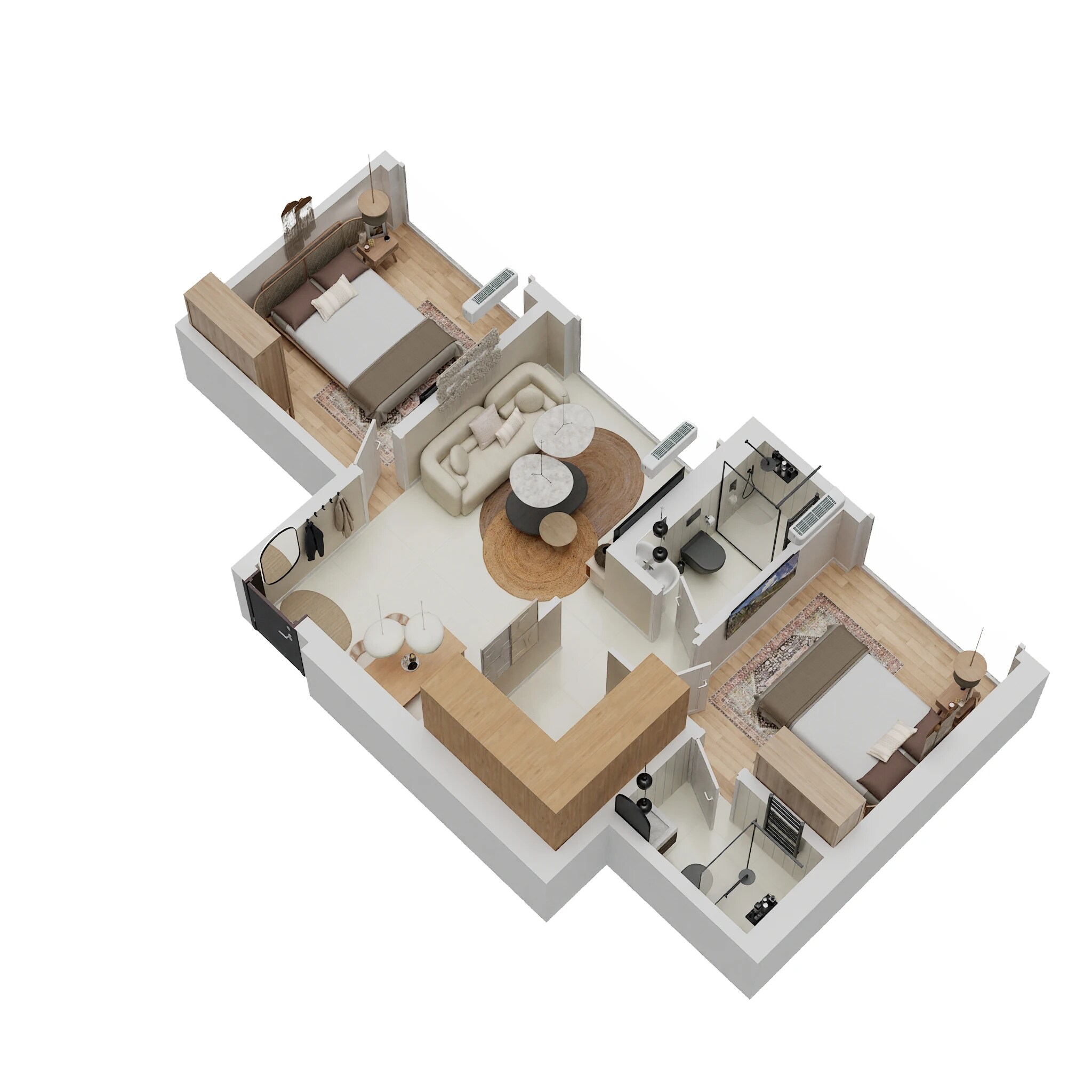 Floor plan of 2 BHK 520 Sq. Ft. Apartment in Ruparel Millennia, Mumbai
