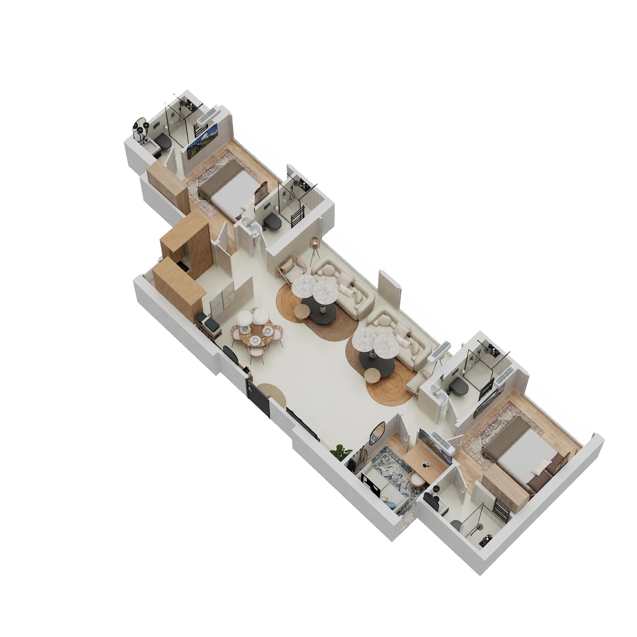 Floor plan of 2 BHK 628 Sq. Ft. Apartment in Ruparel Millennia, Mumbai