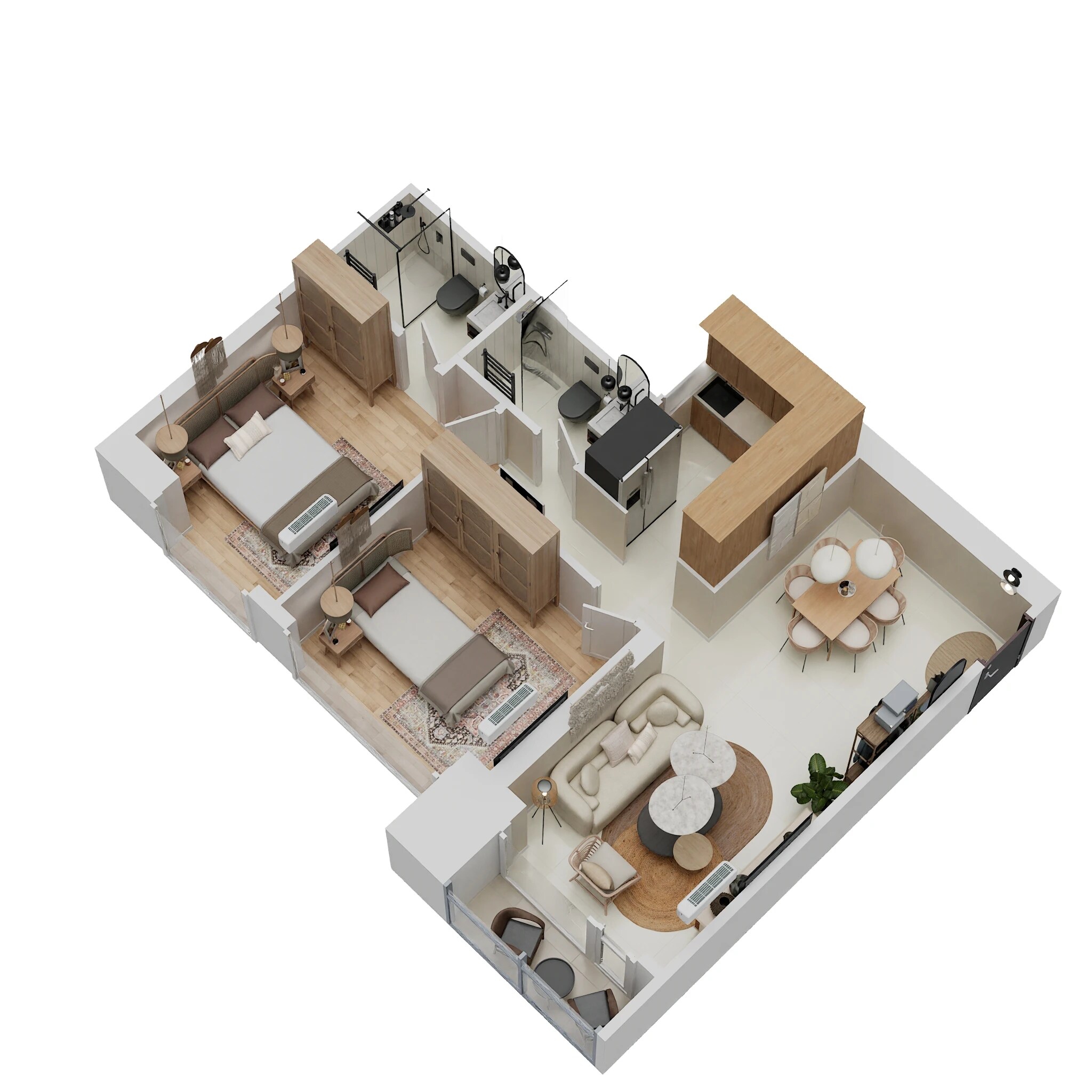 Floor plan of 2 BHK 620 Sq. Ft. Apartment in Ruparel Mumbai XL, Mumbai