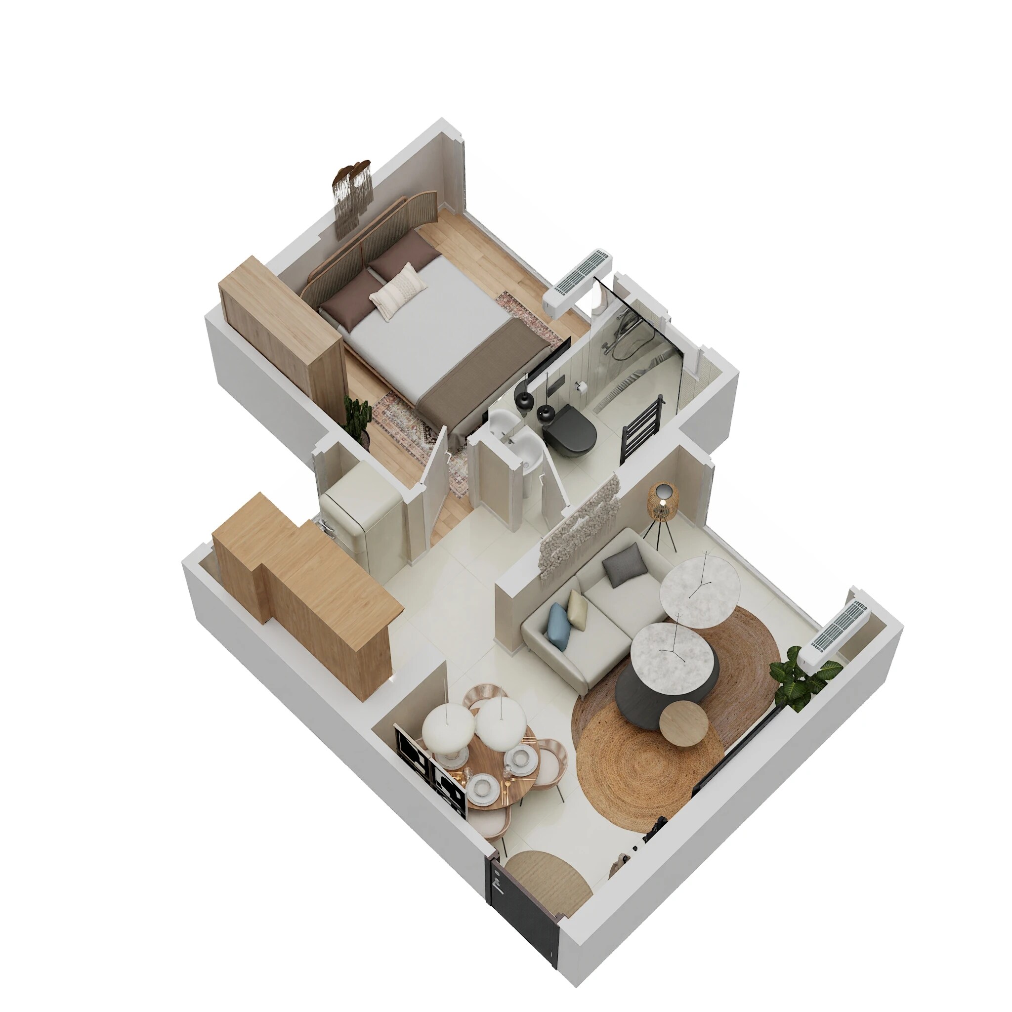 Floor plan of 1 BHK 323 Sq. Ft. Apartment in Ruparel Pride, Mumbai