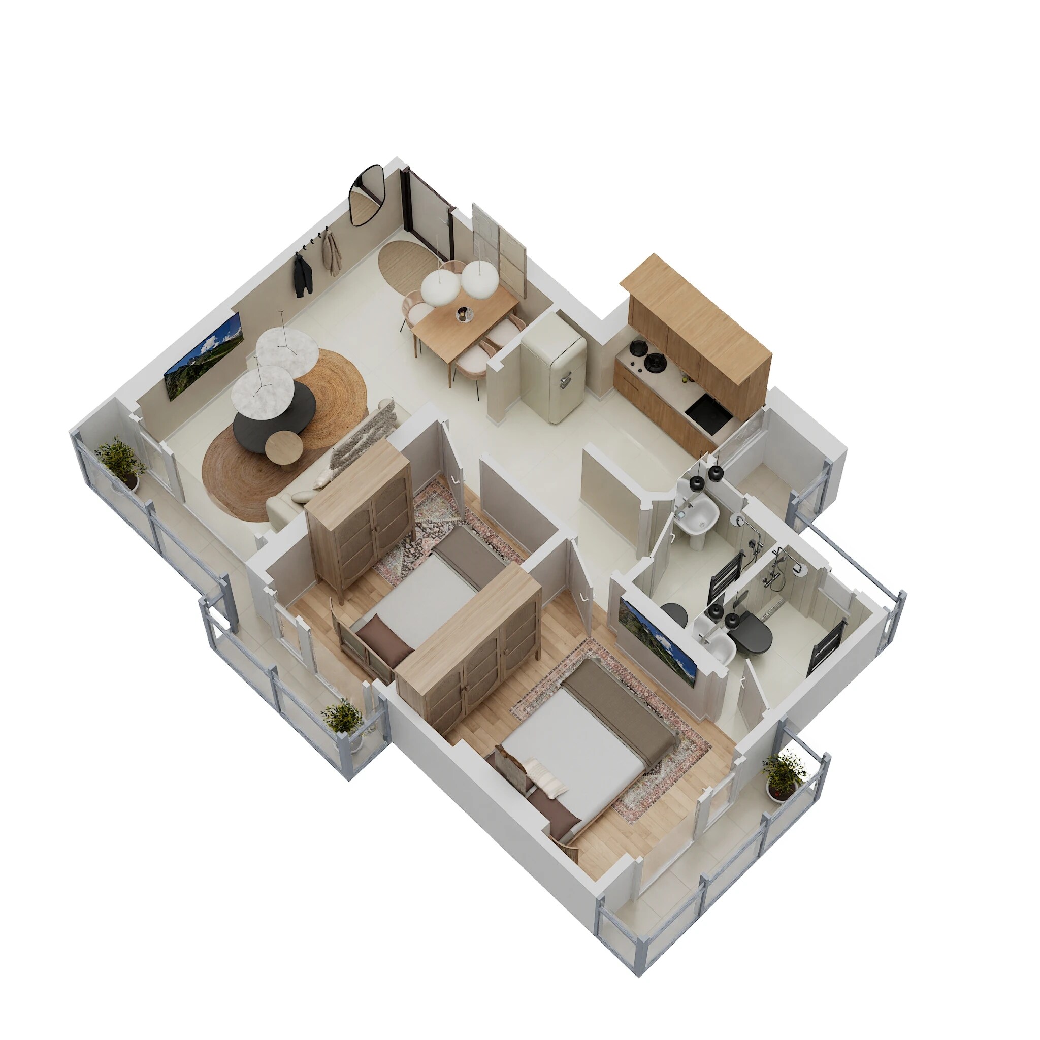 Floor plan of 2 BHK 470 Sq. Ft. Apartment in Ruparel Pride, Mumbai