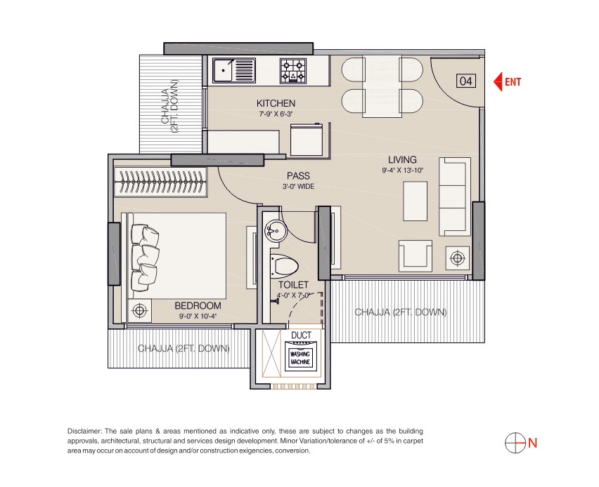 1 BHK 410 Sq. Ft. Apartment in Ruparel Primero