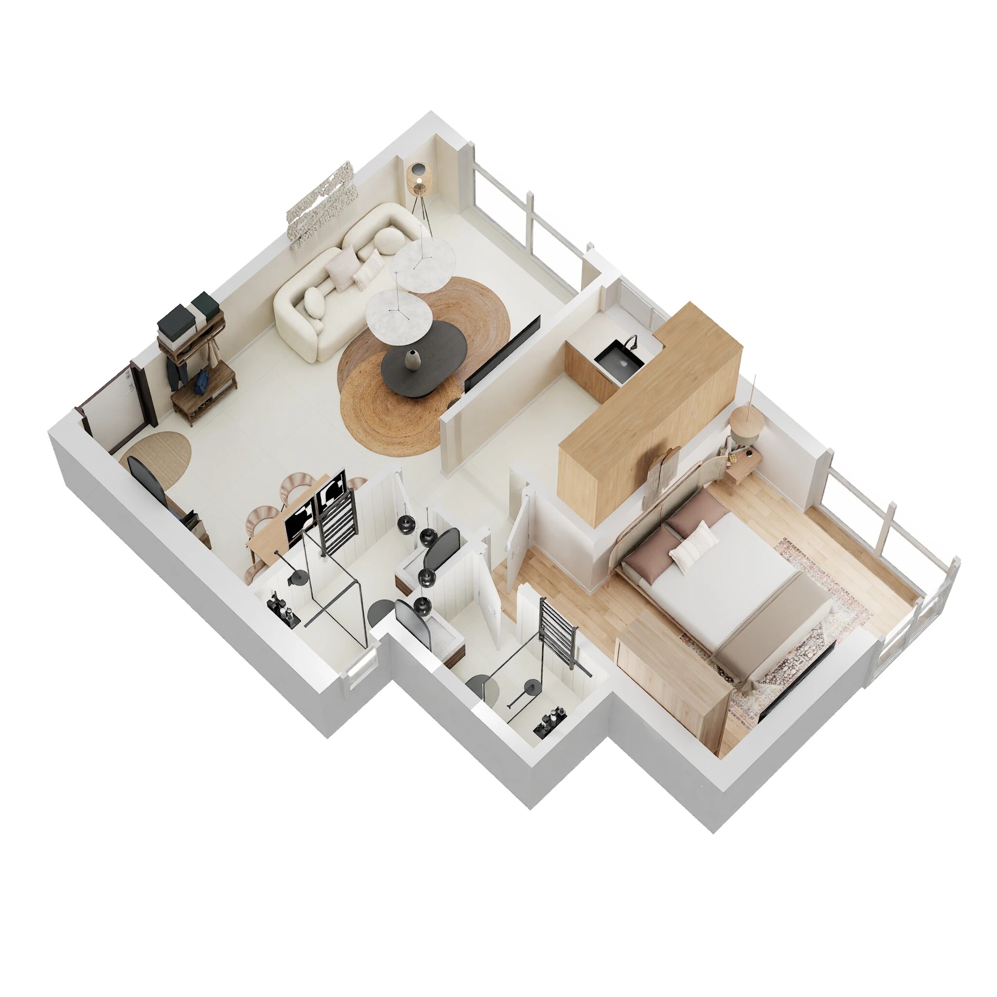 Floor plan of 1 BHK 438 Sq. Ft. Apartment in Ruparel Pristine, Mumbai