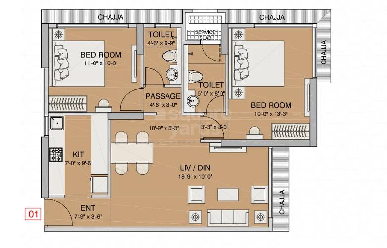 Ruparel Pristine 2 BHK Layout