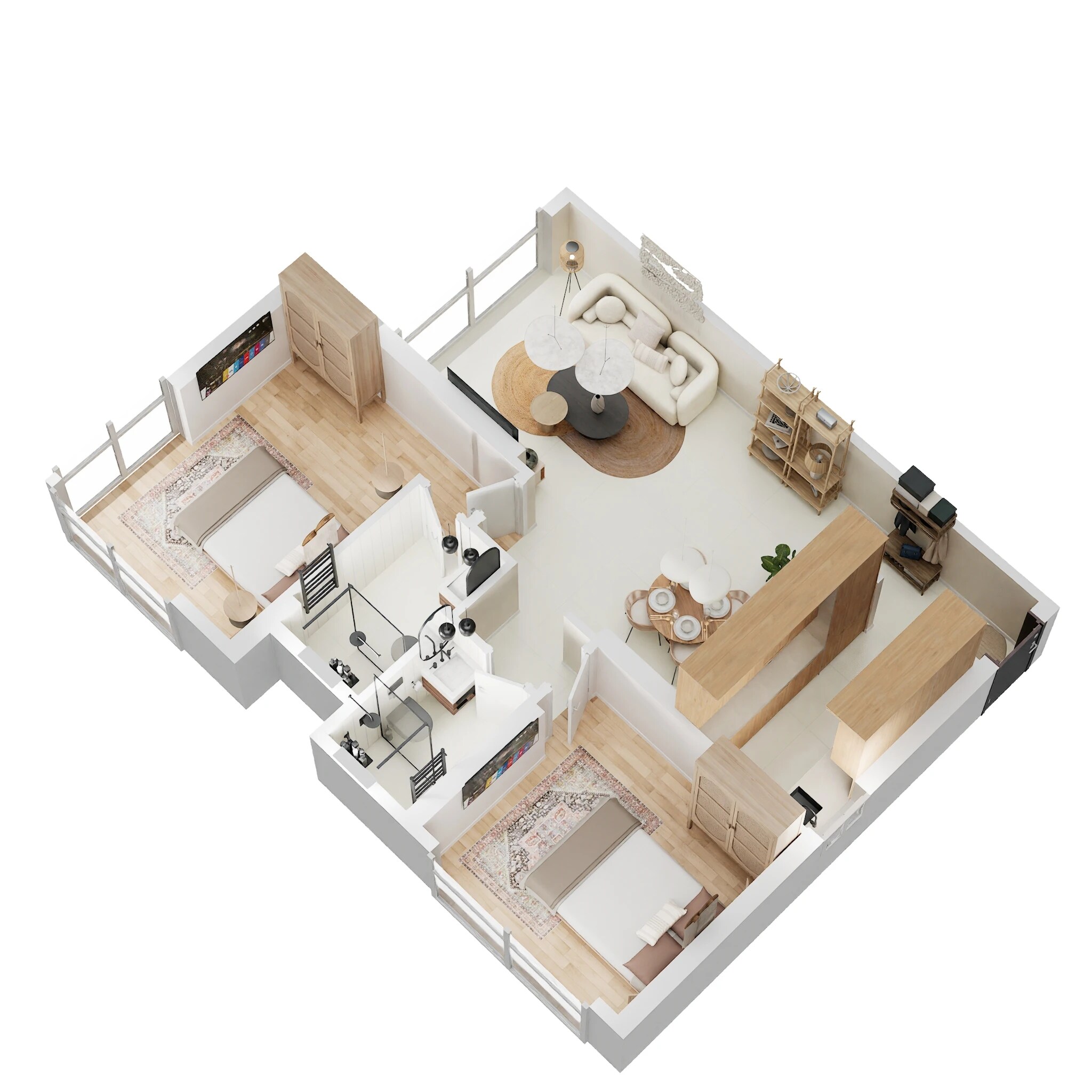 Floor plan of 2 BHK 675 Sq. Ft. Apartment in Ruparel Pristine, Mumbai