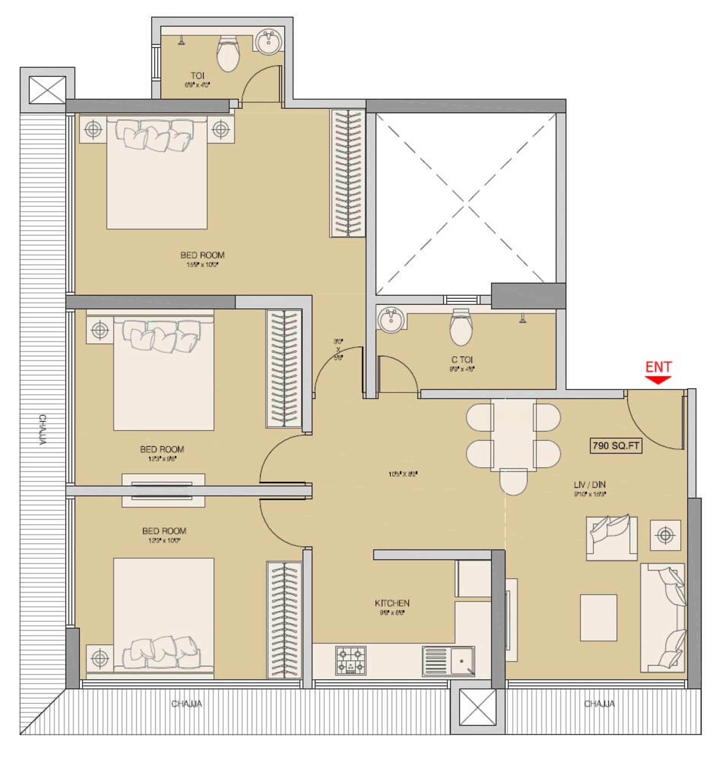 ruparel regalia apartment 3bhk 1300sqft 1