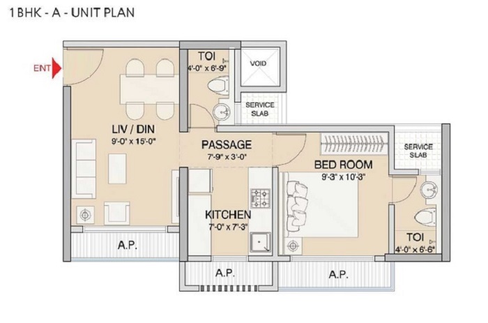 1 BHK 377 Sq. Ft. Apartment in Ruparel Sereno