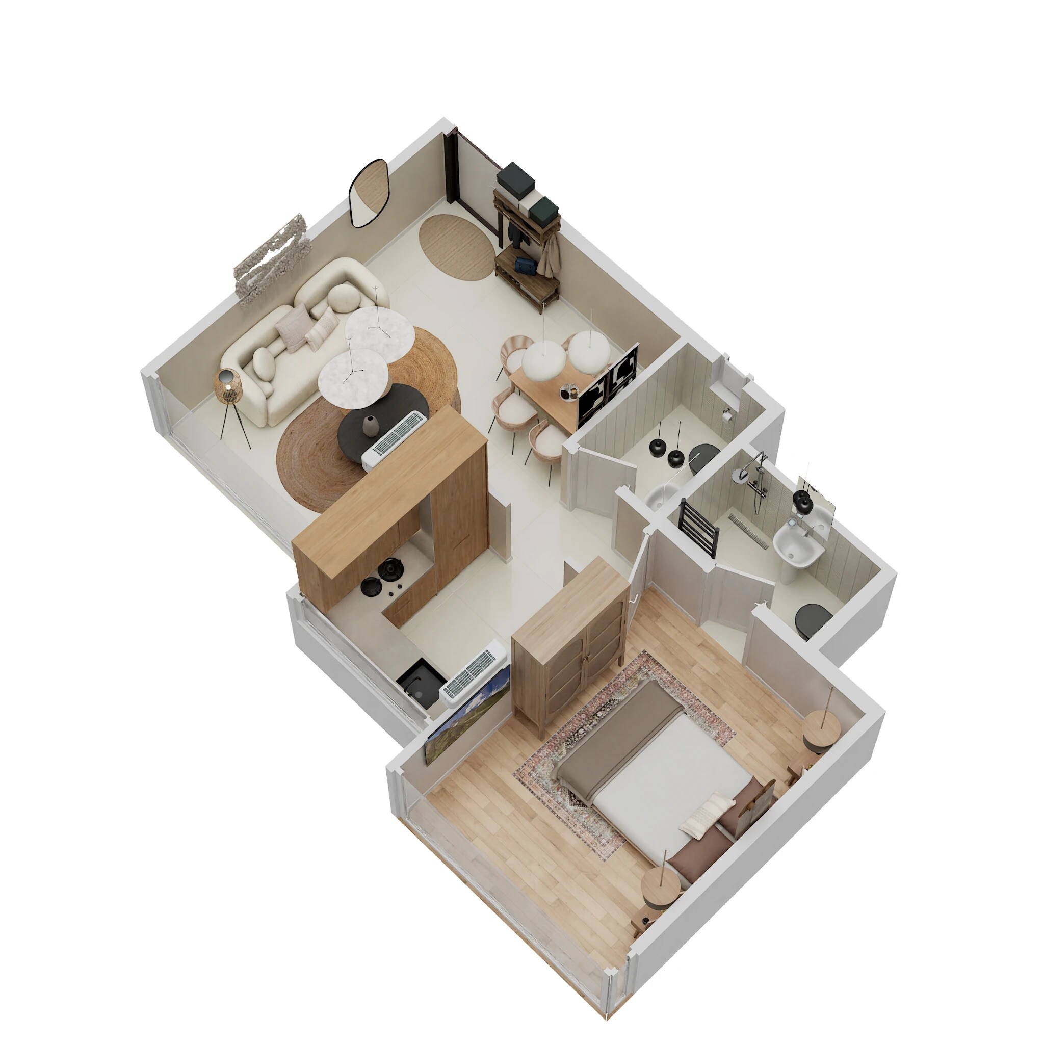Floor plan of 1 BHK 423 Sq. Ft. Apartment in Ruparel Sky Green, Mumbai