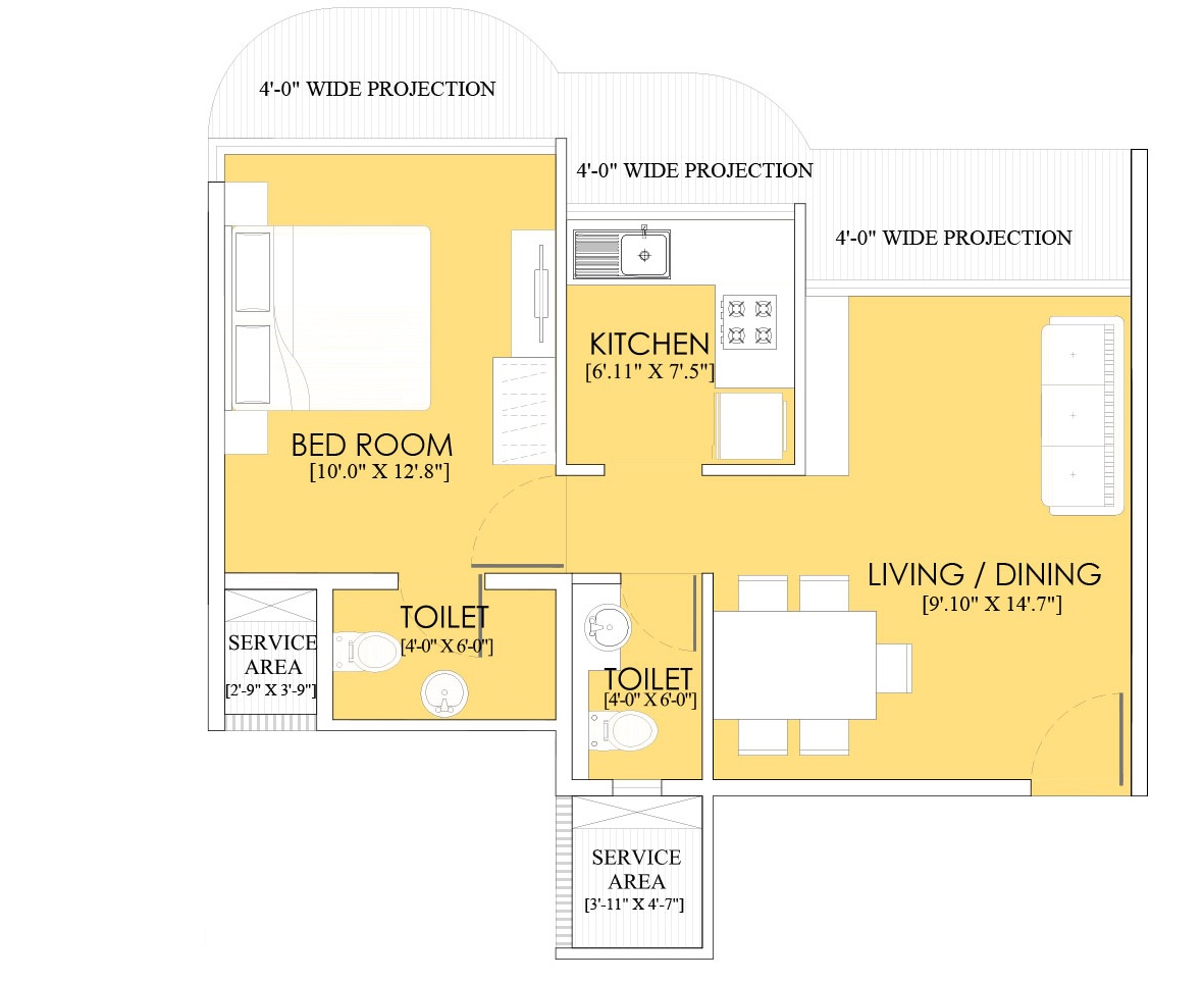 1 BHK 423 Sq. Ft. Apartment in Ruparel Sky Green