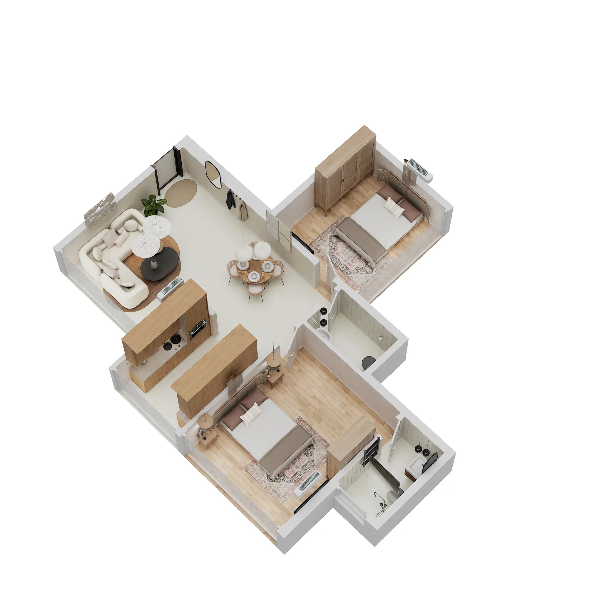 Floor plan of 2 BHK 530 Sq. Ft. Apartment in Ruparel Sky Green, Mumbai