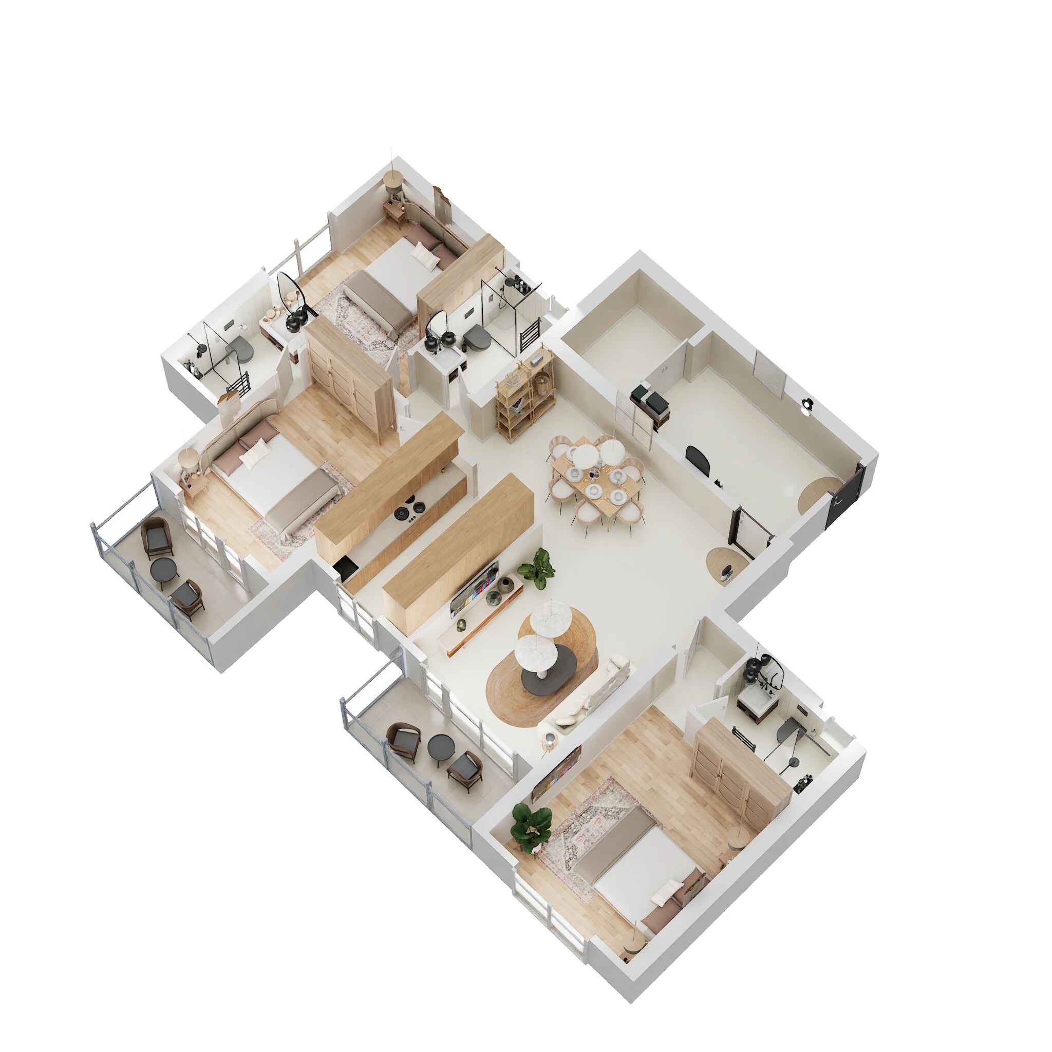 Floor plan of 3 BHK 1235 Sq. Ft. Apartment in Ruparel Stardom, Mumbai