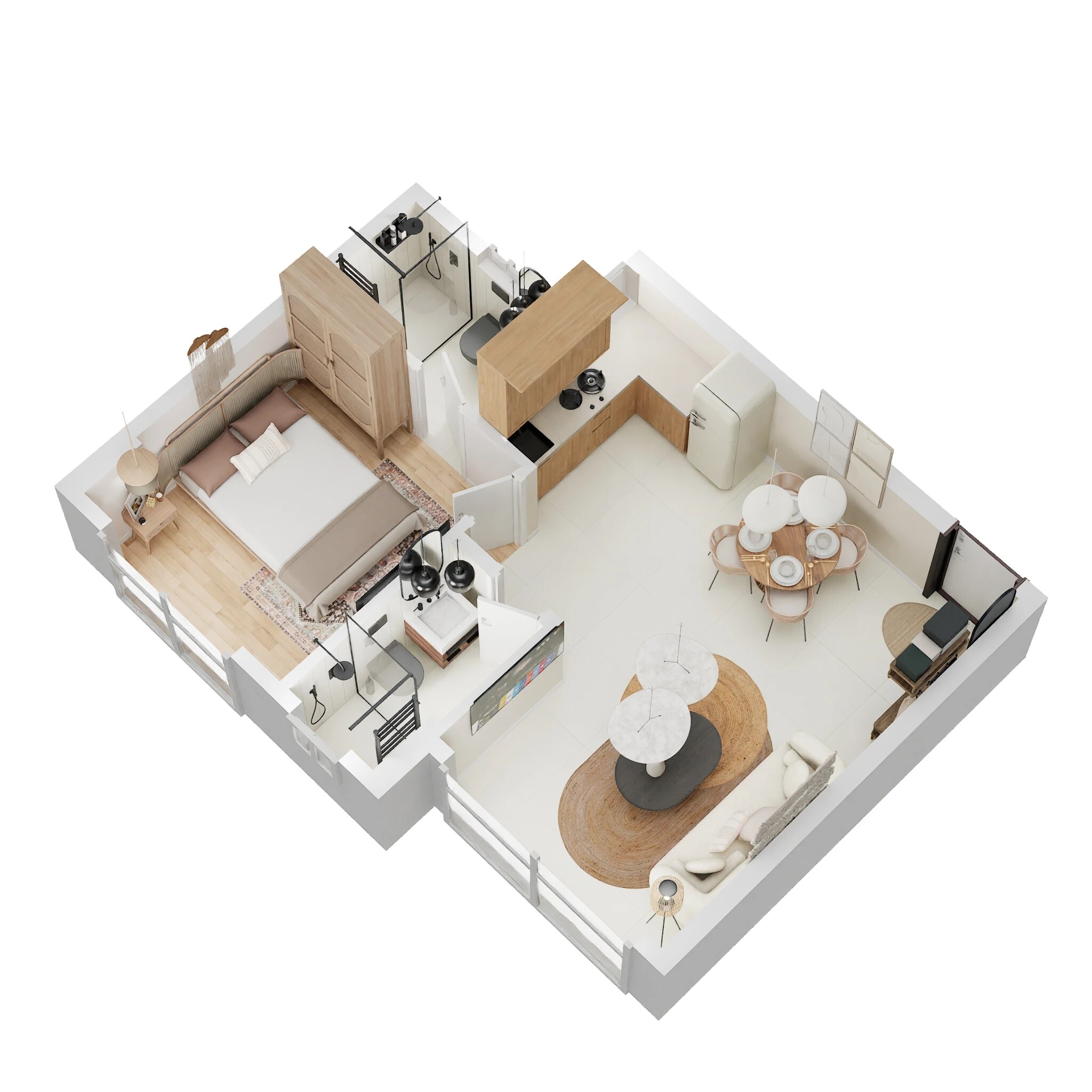 Floor plan of 1 BHK 390 Sq. Ft. Apartment in Ruparel Urbana, Mumbai