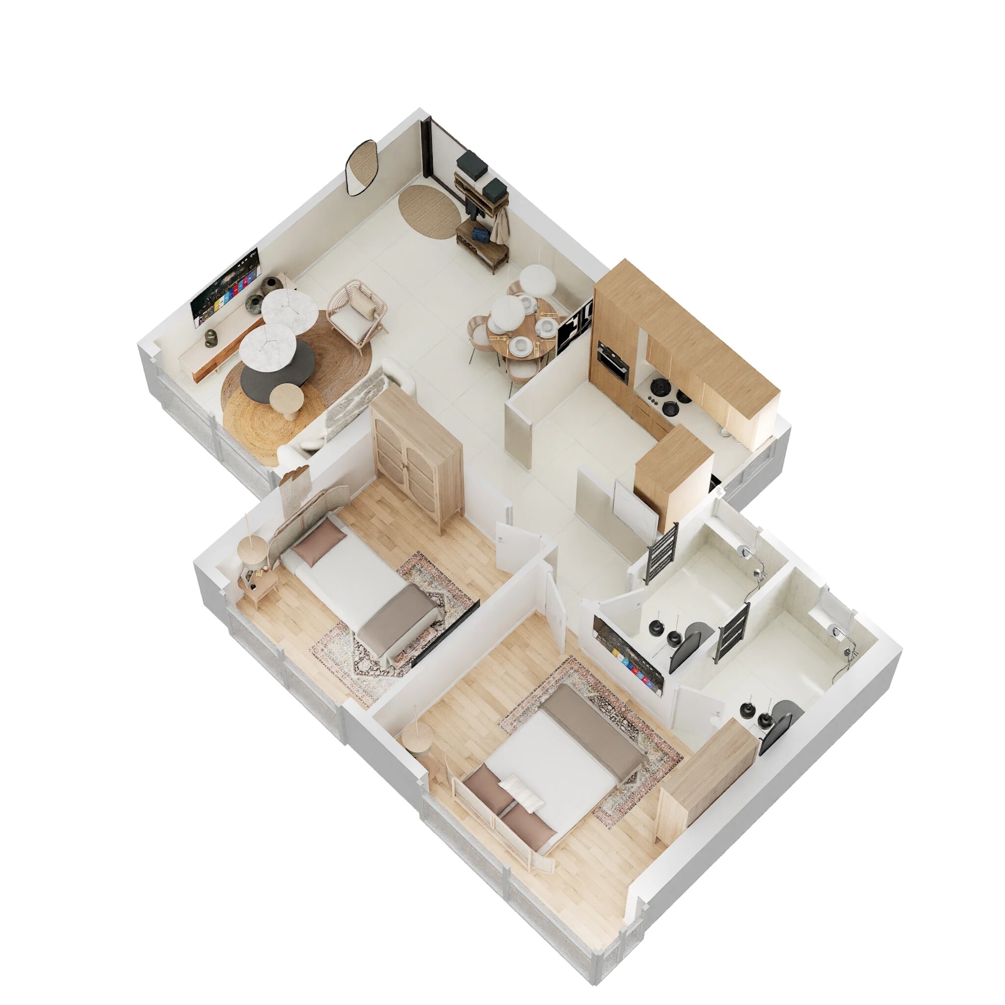 Floor plan of 2 BHK Apartment - 635 sq. ft. in Ruparel Vivanza, Mumbai