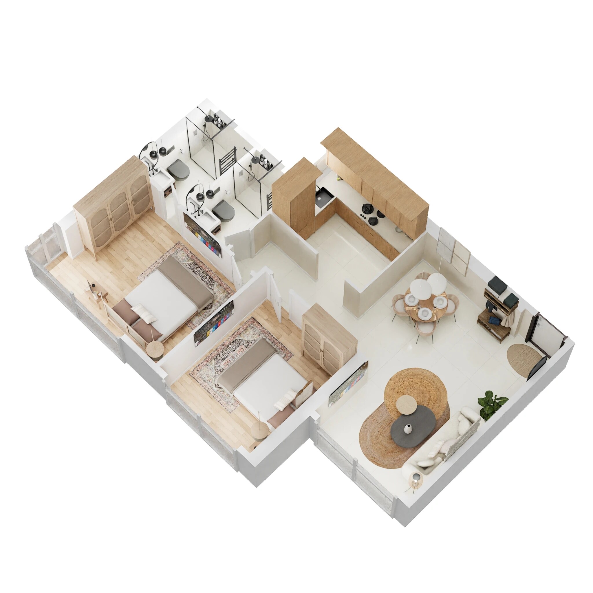 Floor plan of 2 BHK Apartment - 642 sq. ft. in Ruparel Vivanza, Mumbai